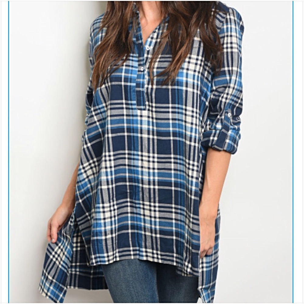 Perfect Plaid Relaxed Tunic Shirt Top SM - Picture 5 of 6